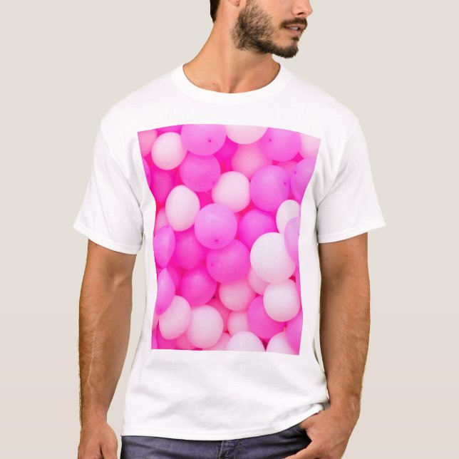 Pink Balloons Festive Background Design. T-Shirt (Front)