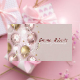 Pink Balloons Modern Business card