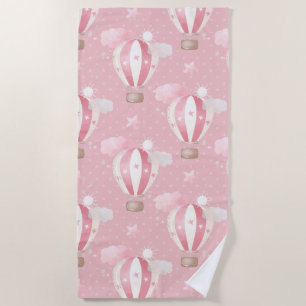 Pink Balloons Pattern Beach Towel