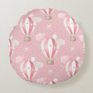 Pink Balloons Pattern Round Pillow