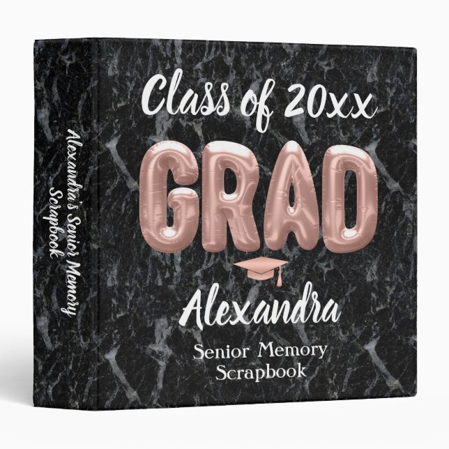 Pink Balloons Senior Class Graduation Memory Book Binder (Front/Spine)
