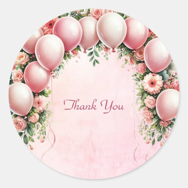 Pink Balloons Sticker (Front)