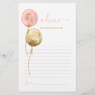 Pink balloons twins Advice for Mom To Be card