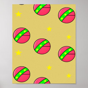 Pink balls and stars poster