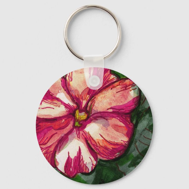 Pink Balsam Flower Keychain (Front)