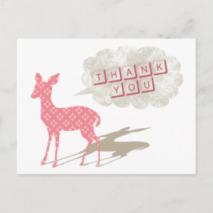 Pink Bambi Thank You Postcard