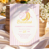 Pink Bananas 2nd Birthday Invitation