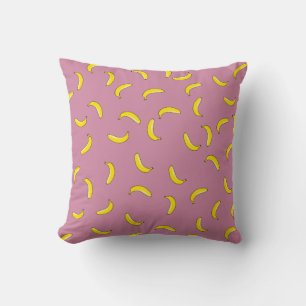 Pink Bananas Throw Pillow