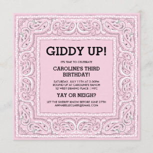 Pink Bandana   Birthday Invite