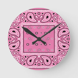Pink bandana paisley bandanas country rap hip hop round clock