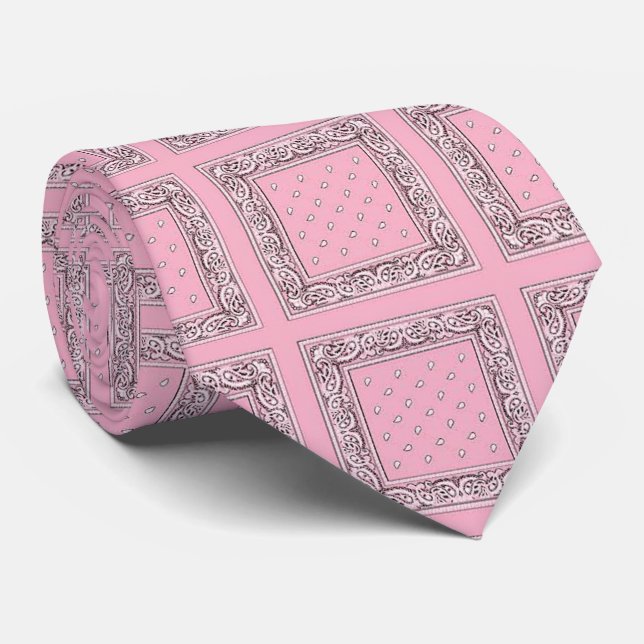 Pink Bandana Print Neck Tie (Rolled)