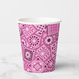 Pink Bandanna Print Paper Cups