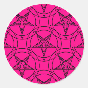 pink baphomet classic round sticker
