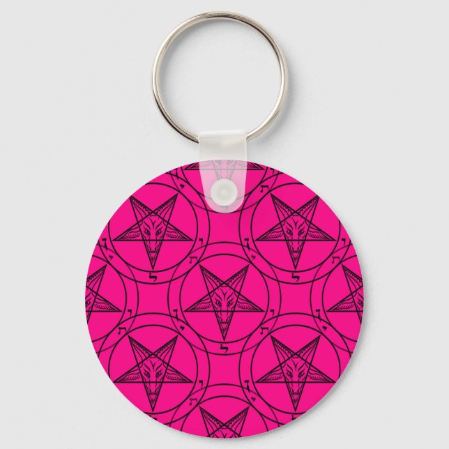 pink baphomet keychain (Front)