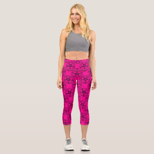 pink baphomet pentagram halloween capri leggings