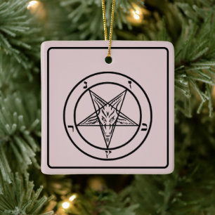 Pink Baphomet Pentagram Satanic Ceramic Ornament