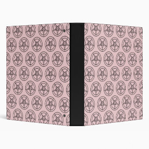 Pink Baphomet Pentagram Satanic Occult  1" Inch  Binder