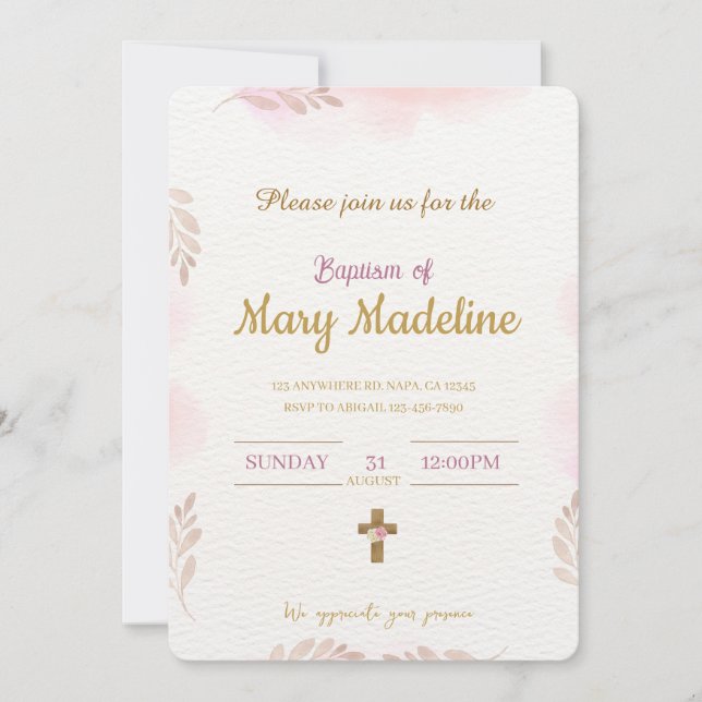 Pink Baptism Invitation (Front)