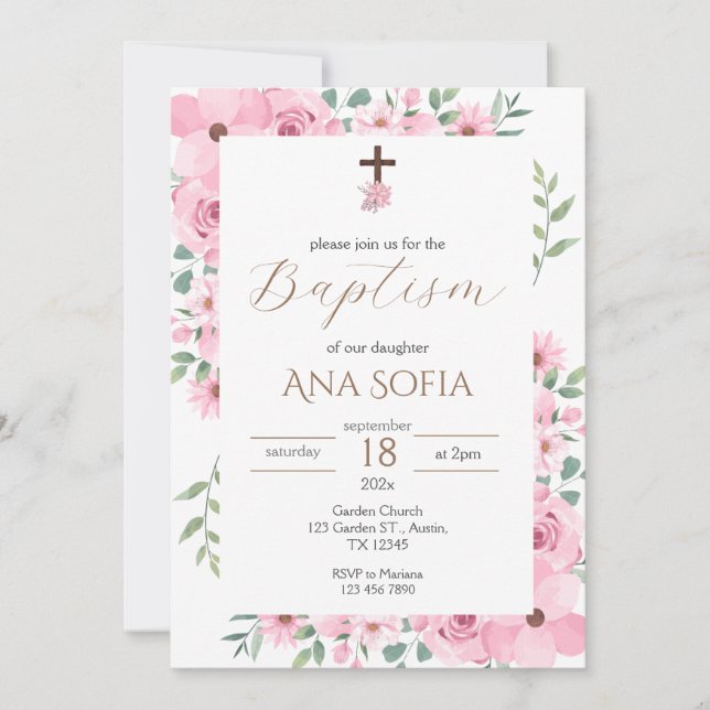 Pink Baptism Invitation (Front)