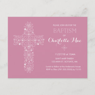 Pink Baptism Invite - 4.25" x 5.5" Invitations