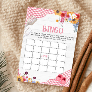 Pink Barbeque Baby Shower Bingo Game