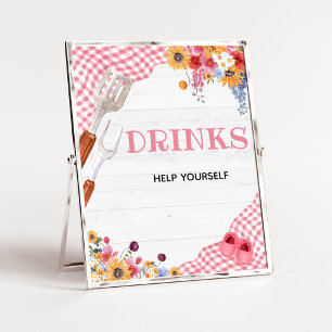 Pink Barbeque Baby Shower Drinks Sign