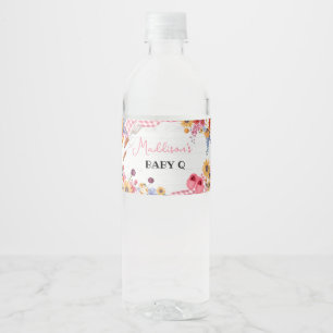 Pink Barbeque Baby Shower Water Bottle Label