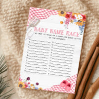 Pink Barbeque Shower Baby Name Race Game