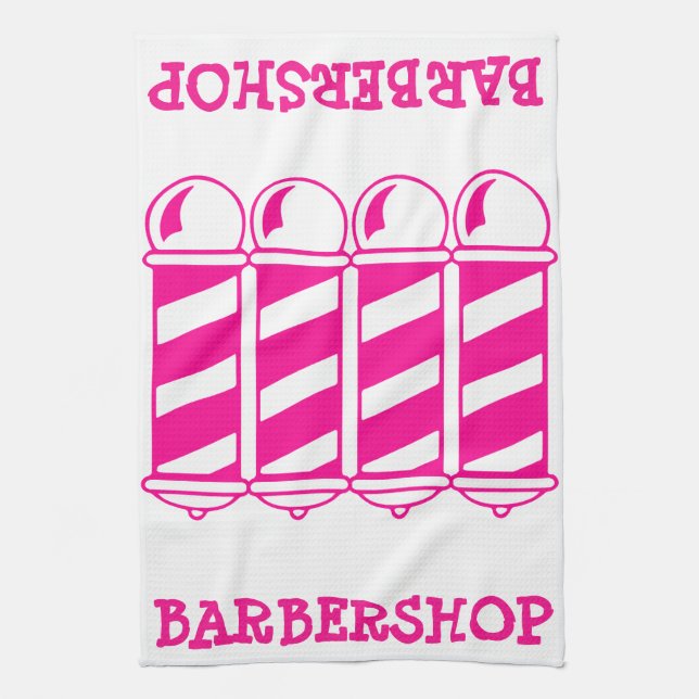 Pink Barber Poles Kitchen Towel (Vertical)