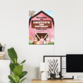 Pink Barn Oink Baa Moo Farm Birthday Welcome Poster (Home Office)