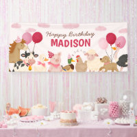Pink Barnyard Farm Animal Birthday Party