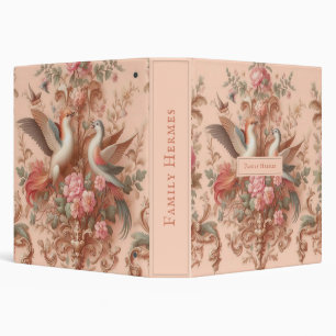 Pink Baroque Rococo Flower Morris  Binder