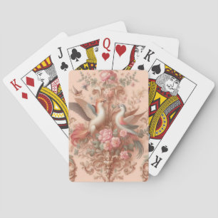 Pink Baroque Rococo Flower Morris Playing Cards