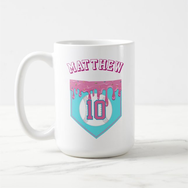 Pink Baseball Drip Coffee Mug (Left)