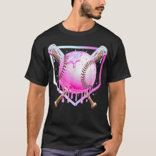 Pink Baseball Drip For Youth Girls Ice Cream T-Shirt