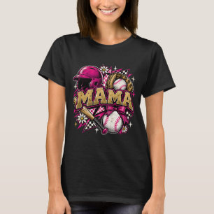 Pink Baseball Mama Shirt, Cute Softball Mom Game D T-Shirt
