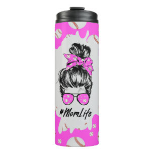 Pink Baseball Mom Life Thermal Tumbler