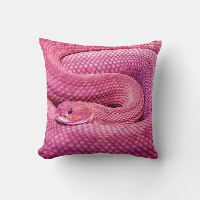 Pink Basilisk Rattlesnake Throw Pillow (Front)
