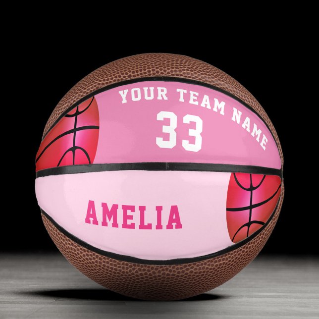 Pink Basket Ball Girl Player Name Team Number Mini Basketball (Creator Uploaded)