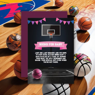 Pink Basketball Baby Shower Party Enclosure Card