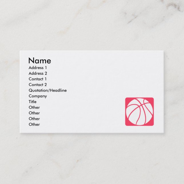 Pink basketball business card (Front)