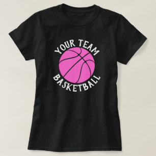 Pink Basketball Custom Team Name Women's Sports T-Shirt