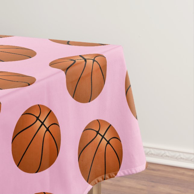 Pink Basketball Kids Birthday Party  Tablecloth (In Situ)