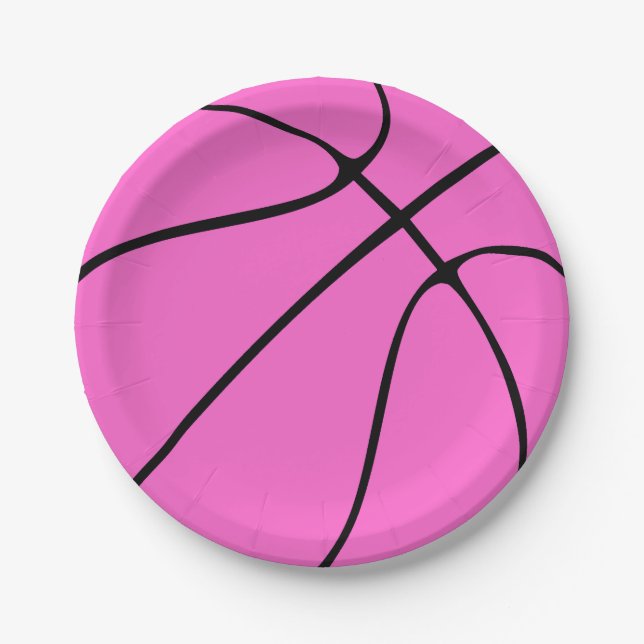 Pink Basketball Paper Plates (Front)