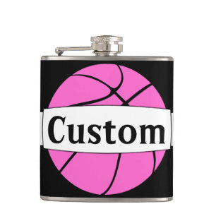 Pink Basketball Player Custom Hip Flask