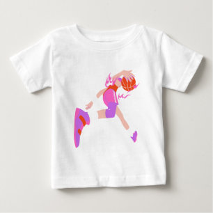 Pink Basketball Player Dunking Graphic Baby T-Shirt