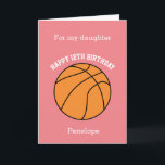 Pink Basketball Sport 12th Birthday Card<br><div class="desc">A pink personalized basketball 12th birthday card for daughter, granddaughter, niece, etc. You will be able to easily personalize the front with her name. The inside reads a birthday message, which you can easily edit as well. You can personalize the back of this basketball birthday card with the year. This...</div>