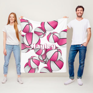 pink basketball team colours girls sports decor fleece blanket