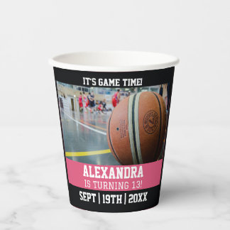 Pink Basketball Ticket Birthday Party Paper Cups