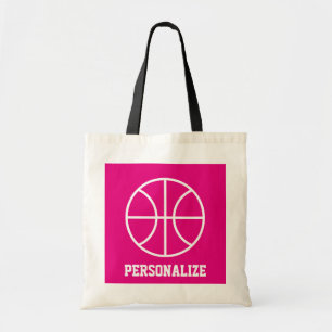 Pink basketball tote bag for girls team and coach